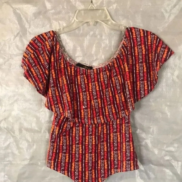 Minette off the shoulder retro one-piece blouse size M. - Picture 3 of 10